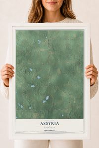 Map of Assyria, Michigan, 18 x 24 inch print in a white wood frame