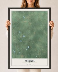 Map of Assyria, Michigan, 24 x 36 inch print in a black wood frame