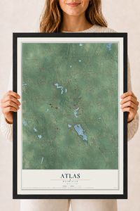 Map of Atlas, Michigan, 18 x 24 inch print in a black wood frame