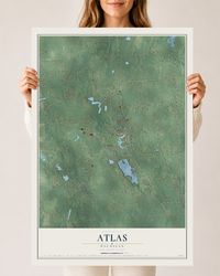 Map of Atlas, Michigan, 24 x 36 inch unframed archival matte print