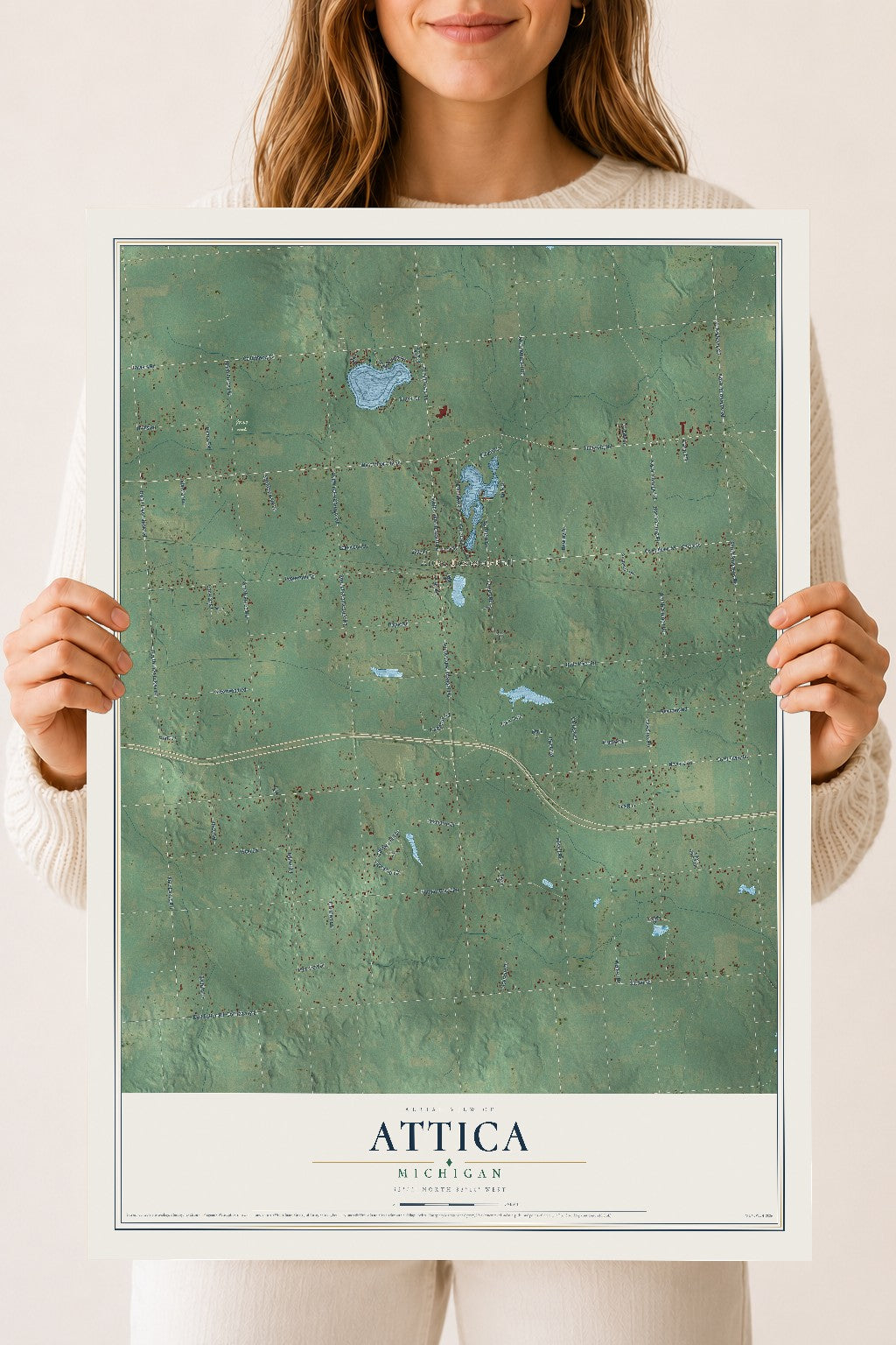 Map of Attica, Michigan, 18 x 24 inch unframed archival matte print