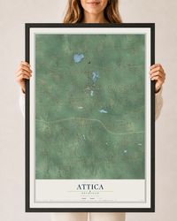 Map of Attica, Michigan, 24 x 36 inch print in a black wood frame