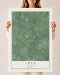 Map of Attica, Michigan, 24 x 36 inch print in a white wood frame