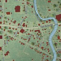 Close-up of the map of Au Gres, Michigan print showing street and building detail