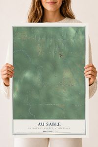 Map of Au Sable, Roscommon County, Michigan, 18 x 24 inch unframed archival matte print