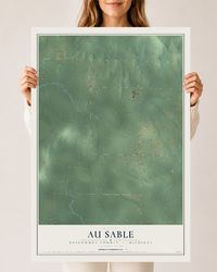 Map of Au Sable, Roscommon County, Michigan, 24 x 36 inch unframed archival matte print
