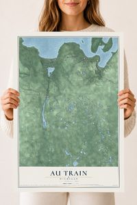 Map of Au Train, Michigan, 18 x 24 inch unframed archival matte print