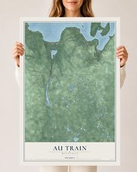 Map of Au Train, Michigan, 24 x 36 inch unframed archival matte print