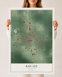 Map of Bad Axe, Michigan, 24 x 36 inch unframed archival matte print