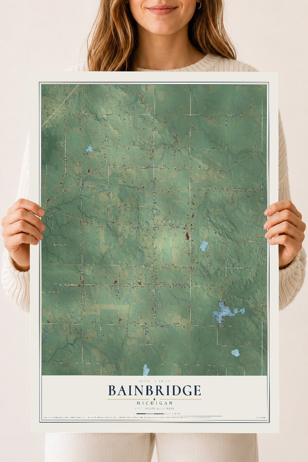 Map of Bainbridge, Michigan, 18 x 24 inch unframed archival matte print