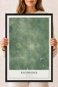 Map of Bainbridge, Michigan, 18 x 24 inch print in a black wood frame