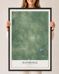 Map of Bainbridge, Michigan, 24 x 36 inch print in a black wood frame