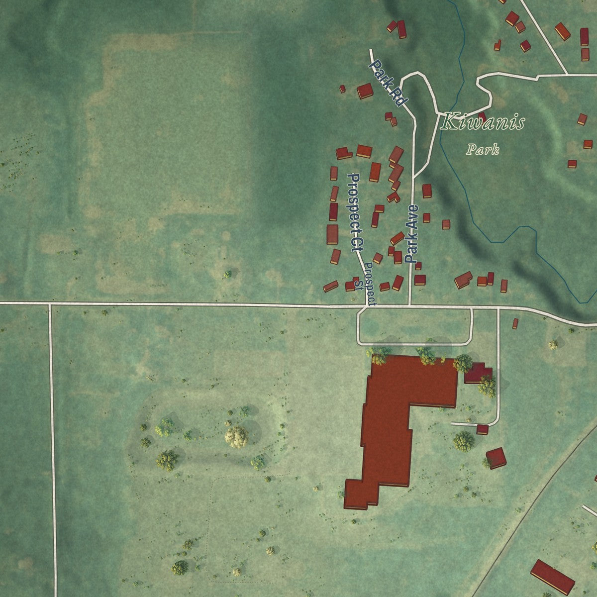 Second close-up of the map of Bangor, Michigan print showing more streets and buildings