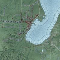 Close-up of the map of Baraga, Baraga County, Michigan print showing street and building detail