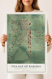Map of Baroda, Michigan, 18 x 24 inch unframed archival matte print