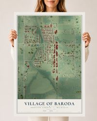 Map of Baroda, Michigan, 24 x 36 inch unframed archival matte print