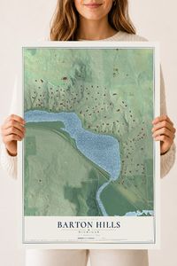 Map of Barton Hills, Michigan, 18 x 24 inch unframed archival matte print