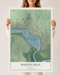 Map of Barton Hills, Michigan, 24 x 36 inch unframed archival matte print