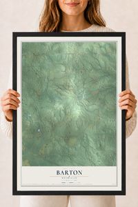 Map of Barton, Michigan, 18 x 24 inch print in a black wood frame