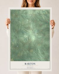 Map of Barton, Michigan, 24 x 36 inch unframed archival matte print