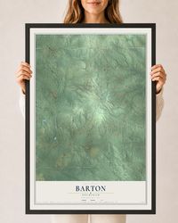 Map of Barton, Michigan, 24 x 36 inch print in a black wood frame