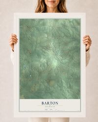 Map of Barton, Michigan, 24 x 36 inch print in a white wood frame
