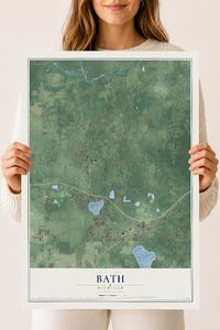 Map of Bath, Michigan, 18 x 24 inch unframed archival matte print