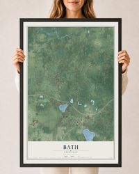 Map of Bath, Michigan, 24 x 36 inch print in a black wood frame