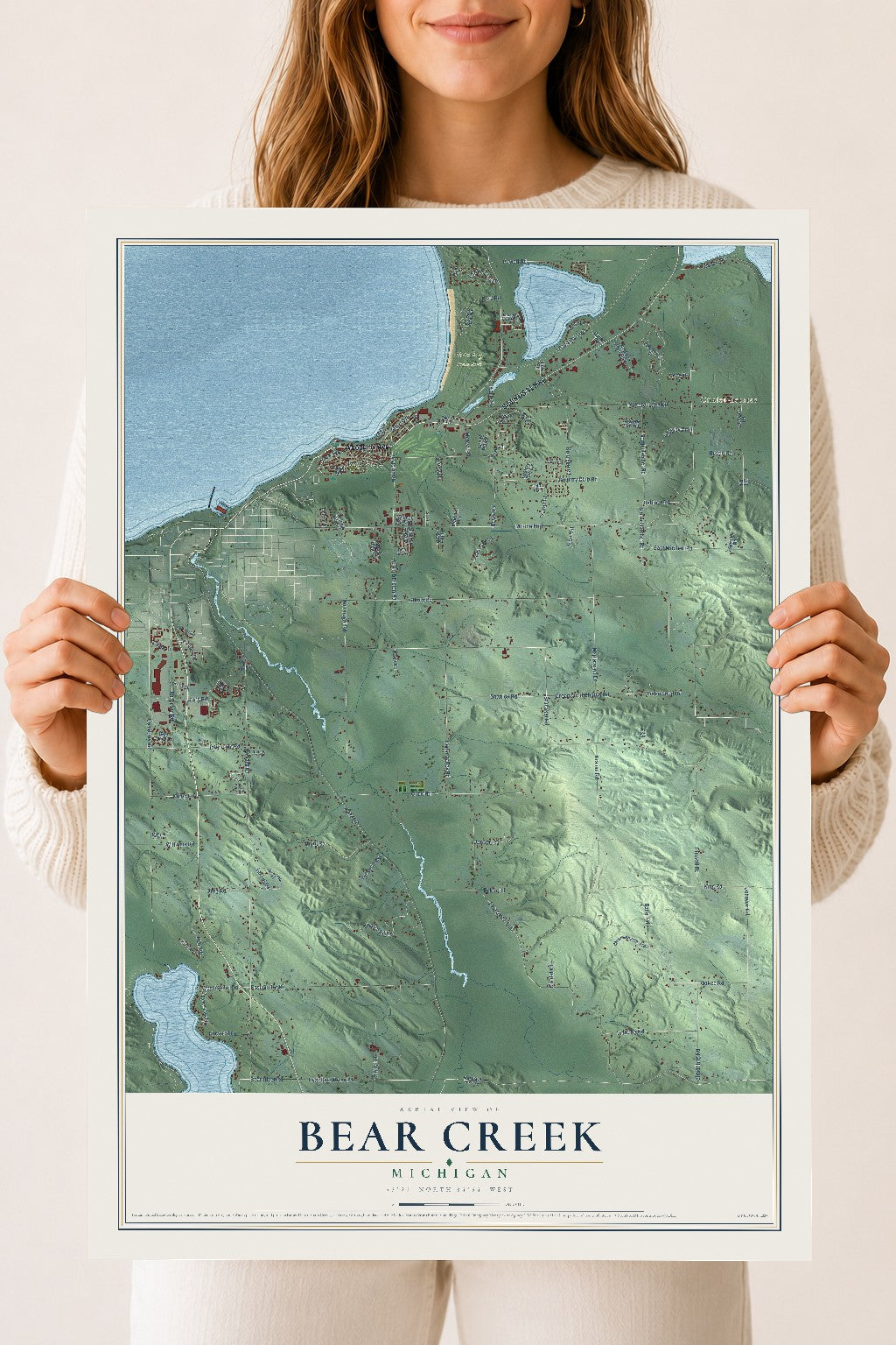 Map of Bear Creek, Michigan, 18 x 24 inch unframed archival matte print
