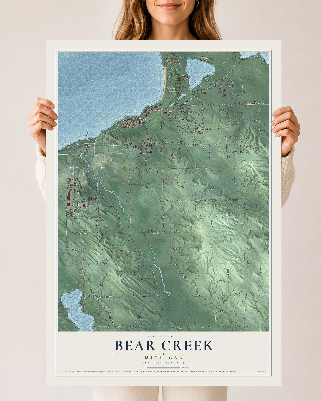 Map of Bear Creek, Michigan, 24 x 36 inch unframed archival matte print