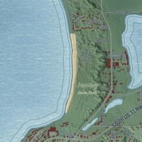 Close-up of the map of Bear Creek, Michigan print showing street and building detail