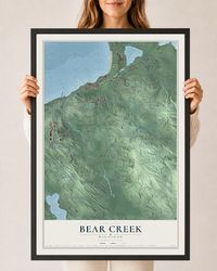 Map of Bear Creek, Michigan, 24 x 36 inch print in a black wood frame