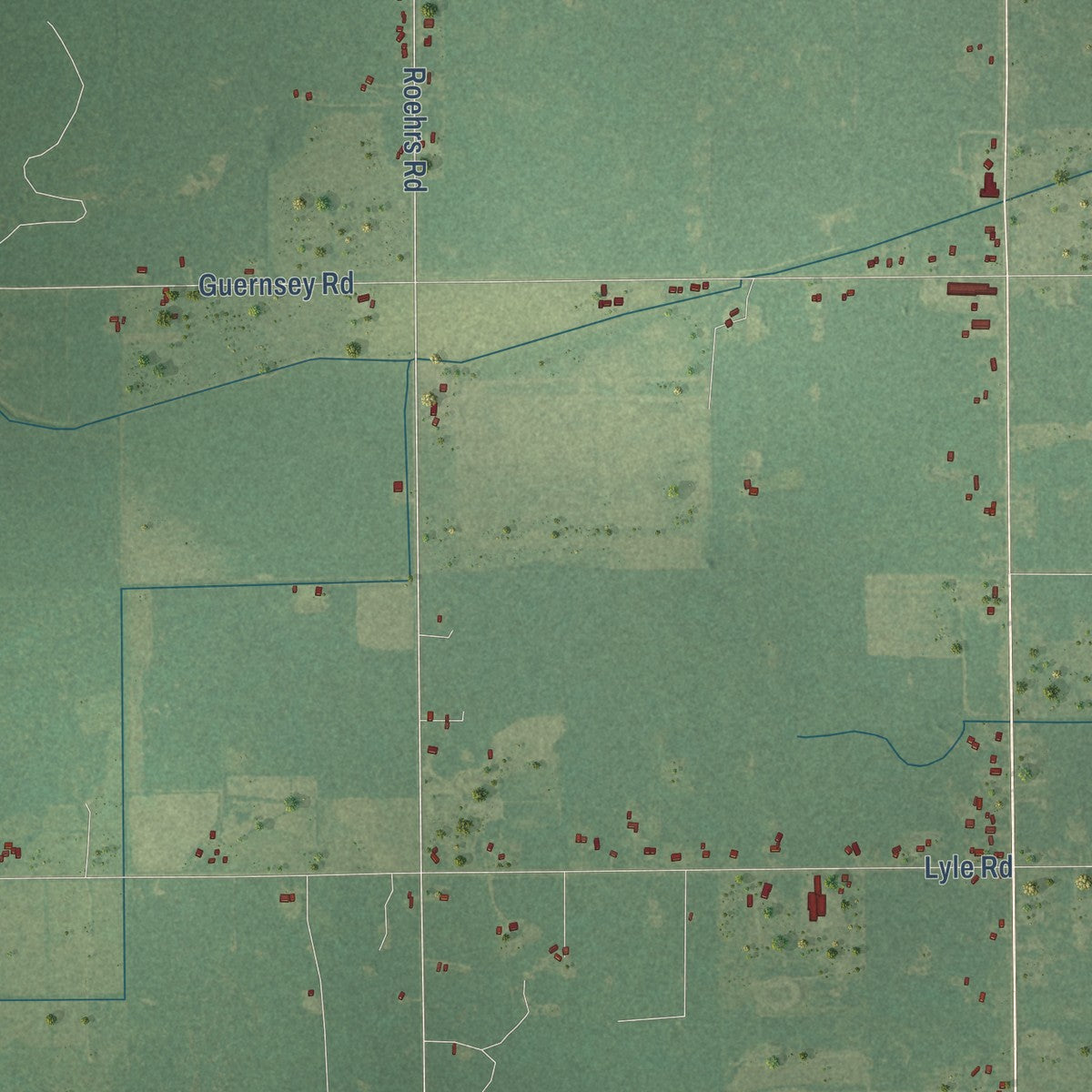 Second close-up of the map of Beaverton, Gladwin County, Michigan print showing more streets and buildings