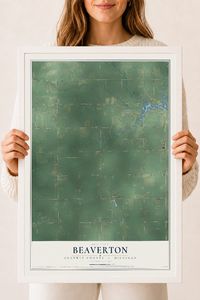 Map of Beaverton, Gladwin County, Michigan, 18 x 24 inch print in a white wood frame