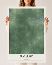 Map of Beaverton, Gladwin County, Michigan, 24 x 36 inch unframed archival matte print