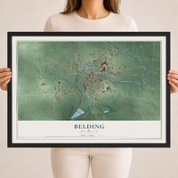 Map of Belding, Michigan, 18 x 24 inch print in a black wood frame