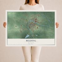 Map of Belding, Michigan, 24 x 36 inch unframed archival matte print