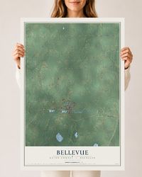 Map of Bellevue, Eaton County, Michigan, 24 x 36 inch unframed archival matte print