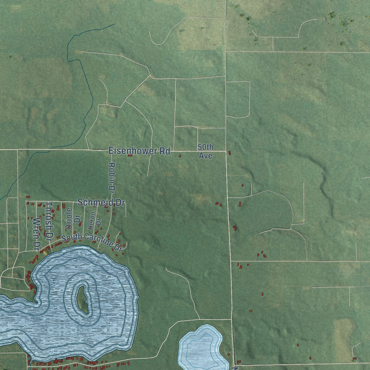 Second close-up of the map of Belvidere, Michigan print showing more streets and buildings