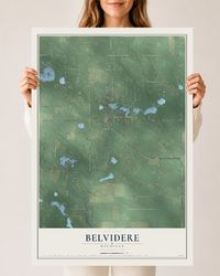 Map of Belvidere, Michigan, 24 x 36 inch unframed archival matte print