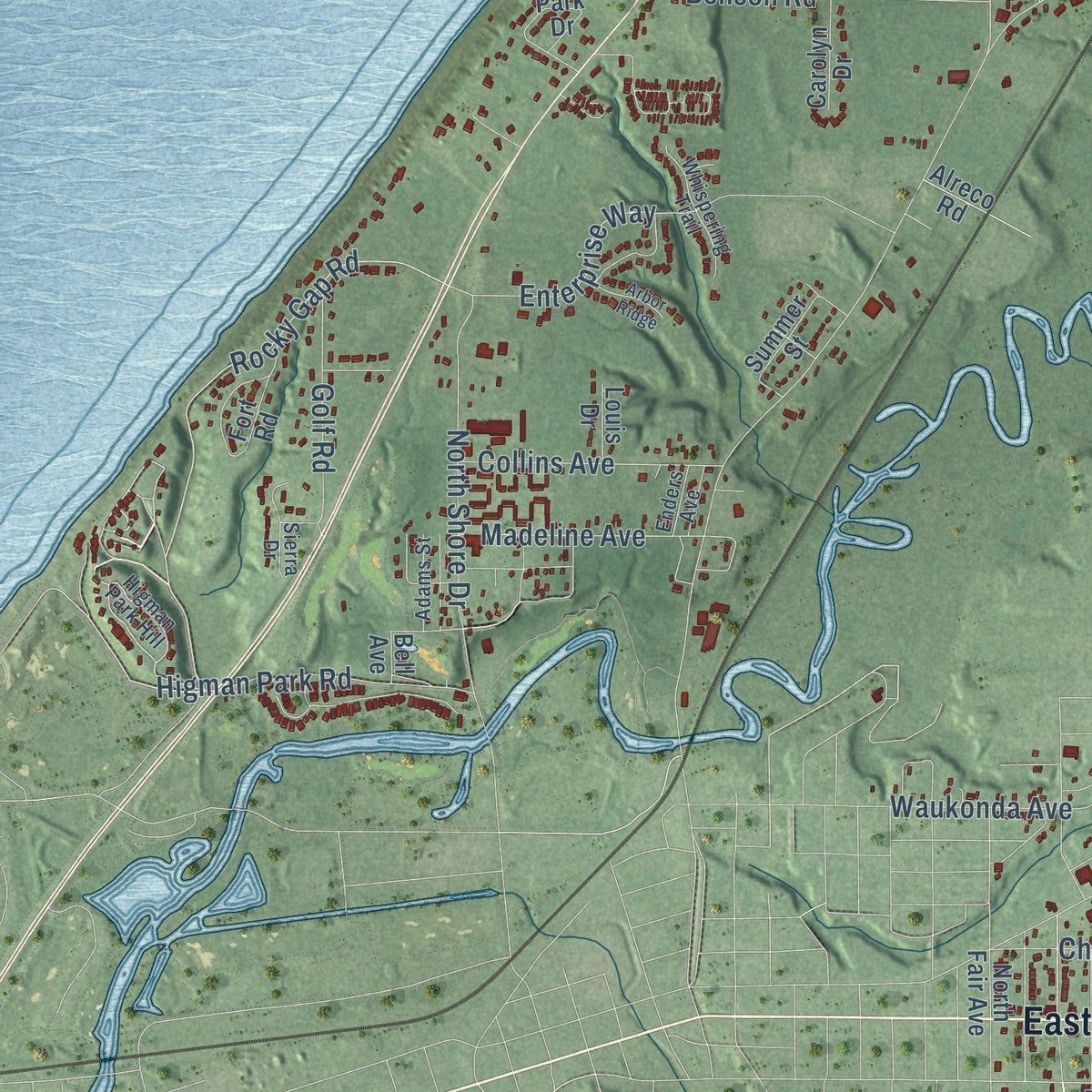 Second close-up of the map of Benton, Berrien County, Michigan print showing more streets and buildings