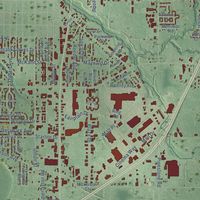 Close-up of the map of Benton, Berrien County, Michigan print showing street and building detail