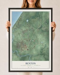 Map of Benton, Berrien County, Michigan, 24 x 36 inch print in a black wood frame