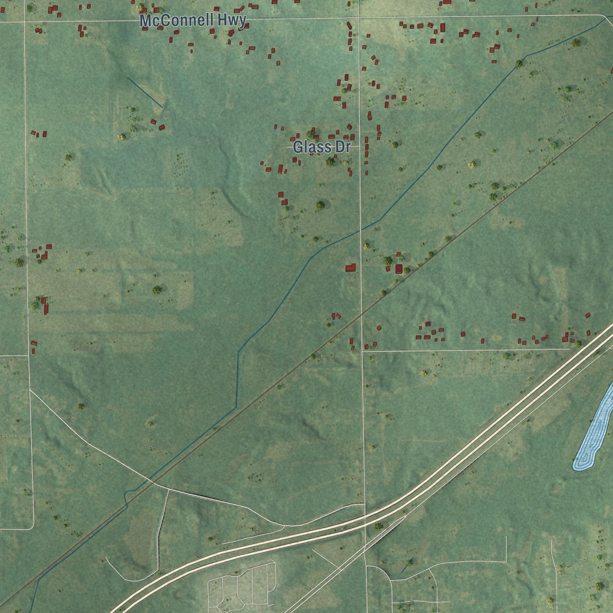Second close-up of the map of Benton, Eaton County, Michigan print showing more streets and buildings