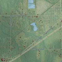 Close-up of the map of Benton, Eaton County, Michigan print showing street and building detail