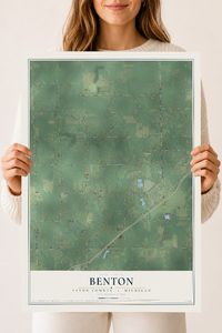 Map of Benton, Eaton County, Michigan, 18 x 24 inch unframed archival matte print