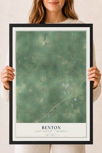 Map of Benton, Eaton County, Michigan, 18 x 24 inch print in a black wood frame