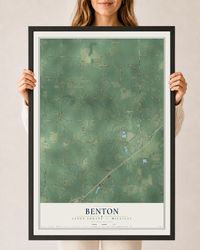 Map of Benton, Eaton County, Michigan, 24 x 36 inch print in a black wood frame