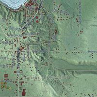 Close-up of the map of Benzonia, Benzie County, Michigan print showing street and building detail