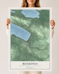 Map of Benzonia, Benzie County, Michigan, 24 x 36 inch unframed archival matte print